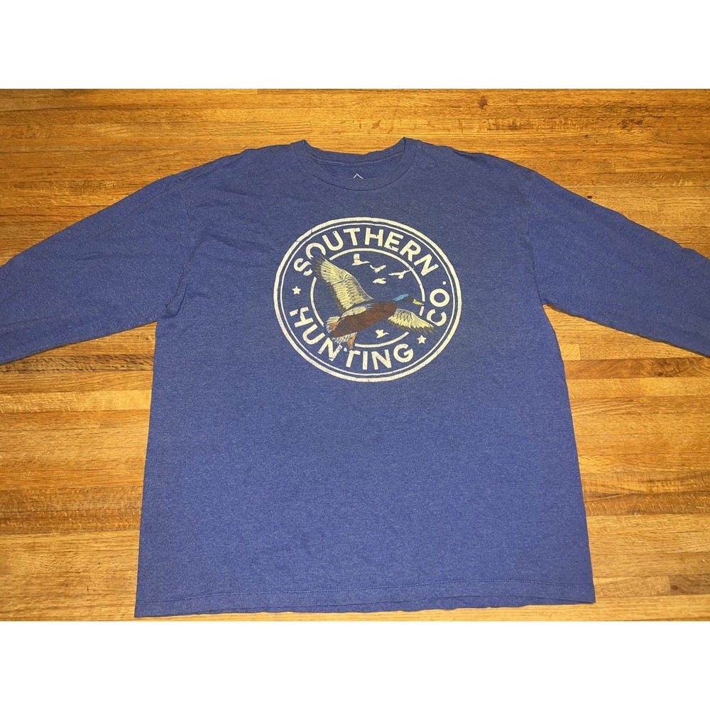 Well Worn XL Blue Southern Hunting‎ Co. Long Sleeve Graphic Duck Goose Shirt